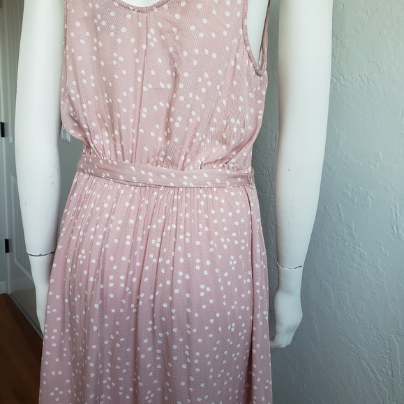A New Day Dress Rose W/White Polka Dot | Sleeveless W/Waist Tie Sheath | Size: M - Picture 4 of 6